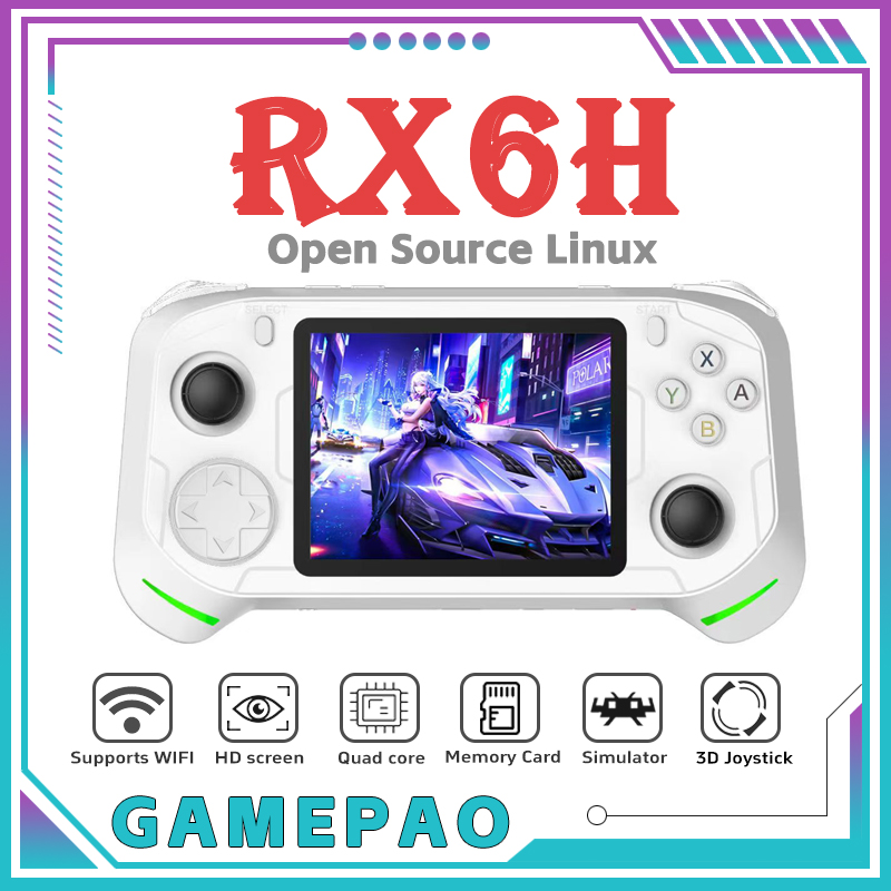 Retro Gaming Power Bank - オープンソースRX6HレトロハンドヘルドビデオゲームコンソールLinuxシステム3.5インチIPSスクリーンポータブルポケットビデオプレーヤー64GBゲーム