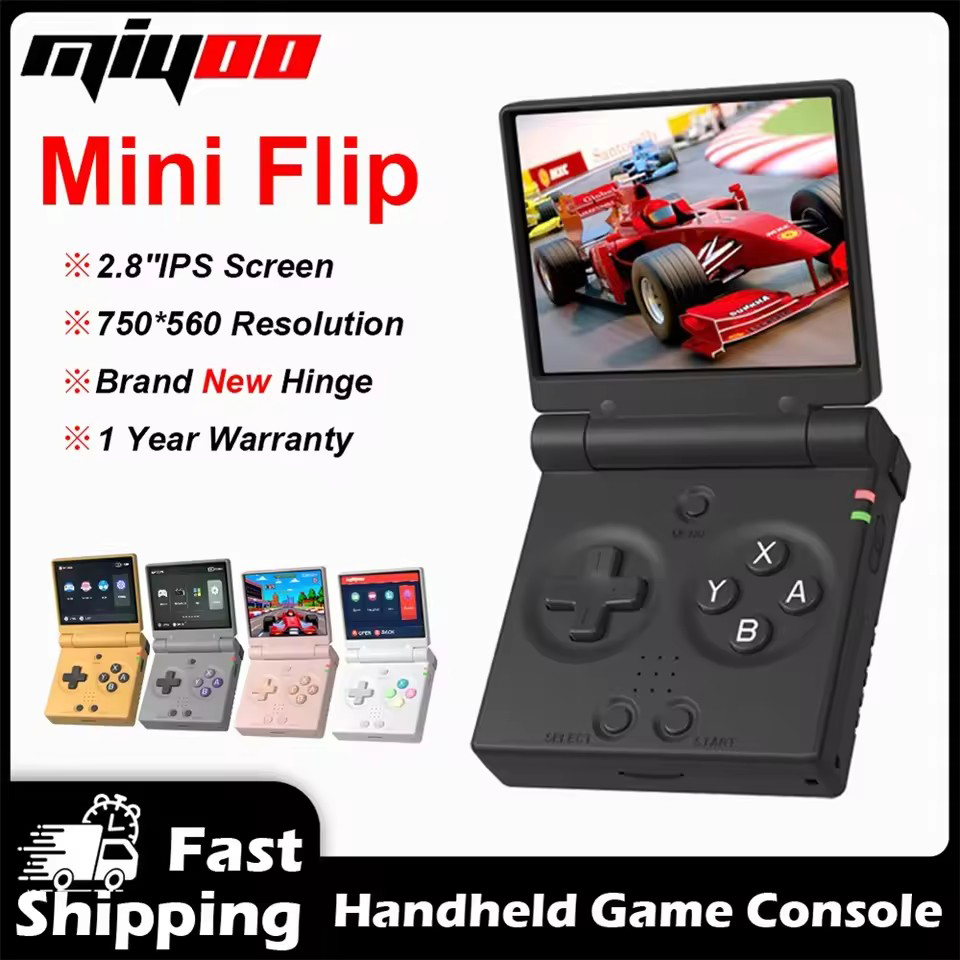 Retro Gaming Power Bank - MIYOO ミニフリップレトロハンドヘルドゲームコンソール 2.8インチIPSスクリーン クラシックポータブルビデオゲームコンソールシミュレーター レトロイドプレーヤーギフト