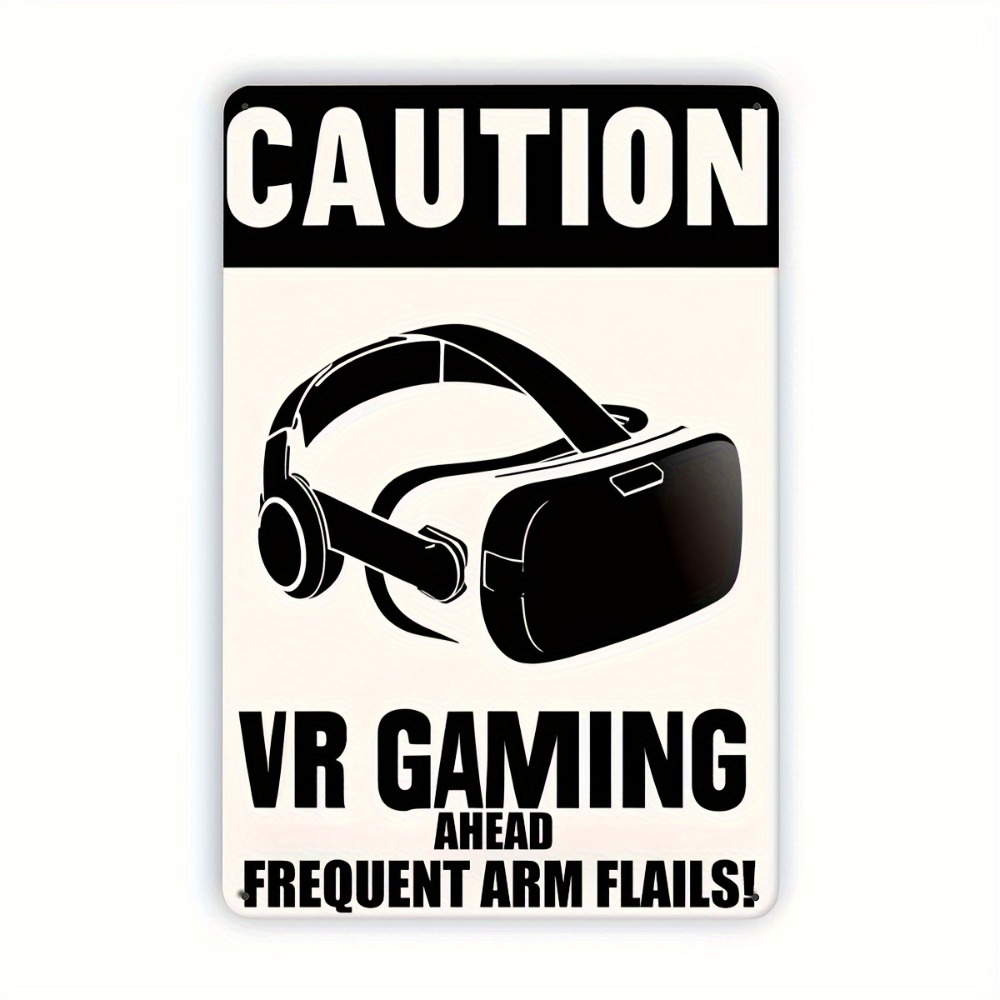 Retro Gaming Vr - 1PC 注意VRゲームメタルティンサインレトロアイアンウォールアートゲームルーム装飾