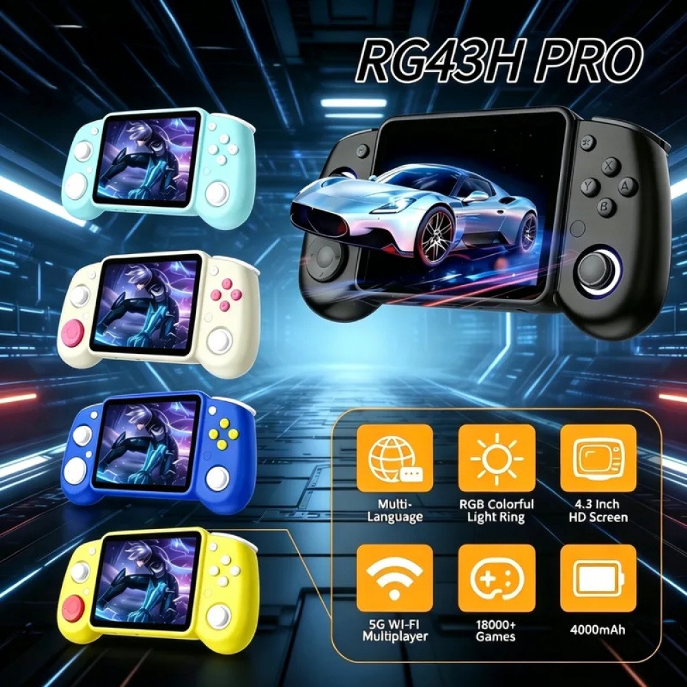 Console Retro Gaming Portable - RG43H Pro ポータブルレトロハンドヘルドゲーム機 4.3インチ 1024×768 22000種類のゲーム内蔵
