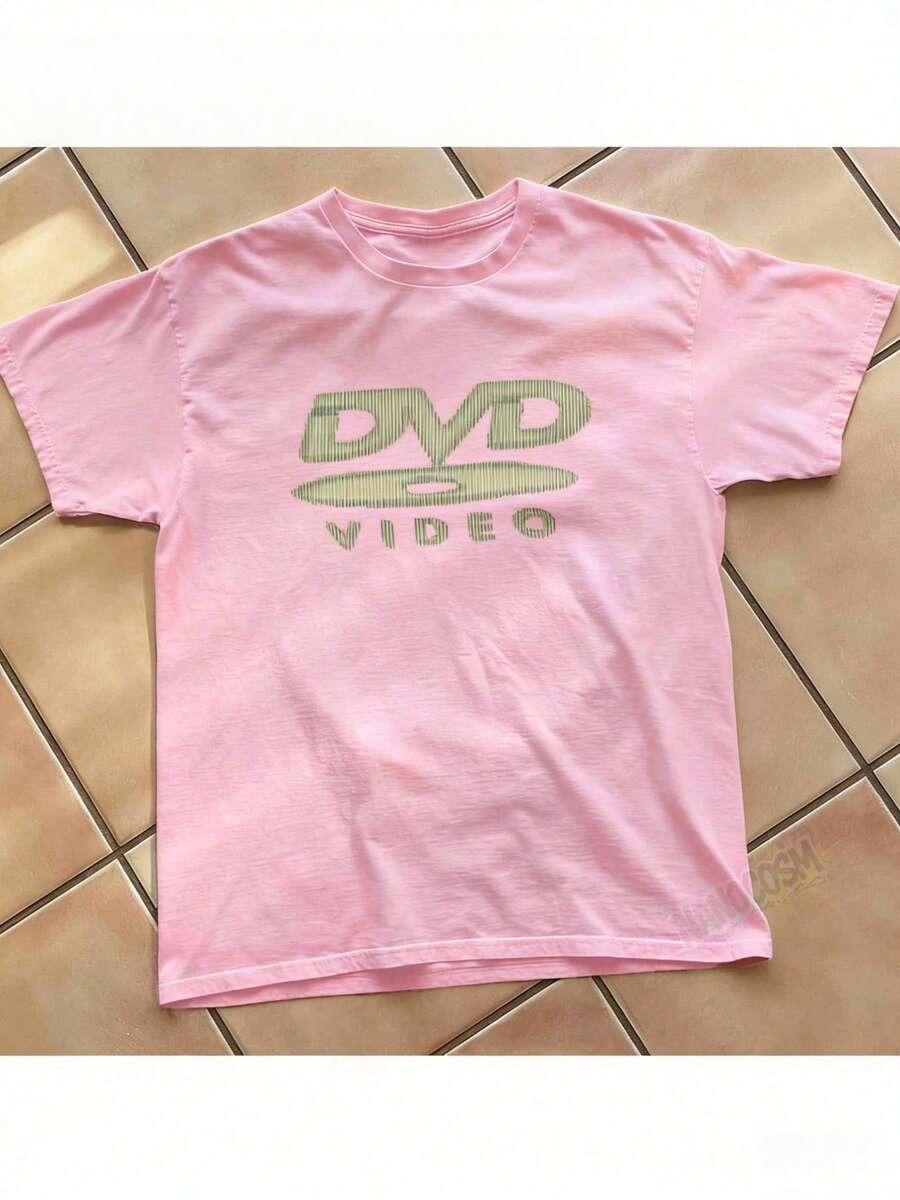 Retro Gaming Aesthetic - 【100%コットン】DVDビデオ ノスタルジックグリーンロゴ ヴィンテージゲームプリントTシャツ 2000年代風 レトロサマーシャツ -