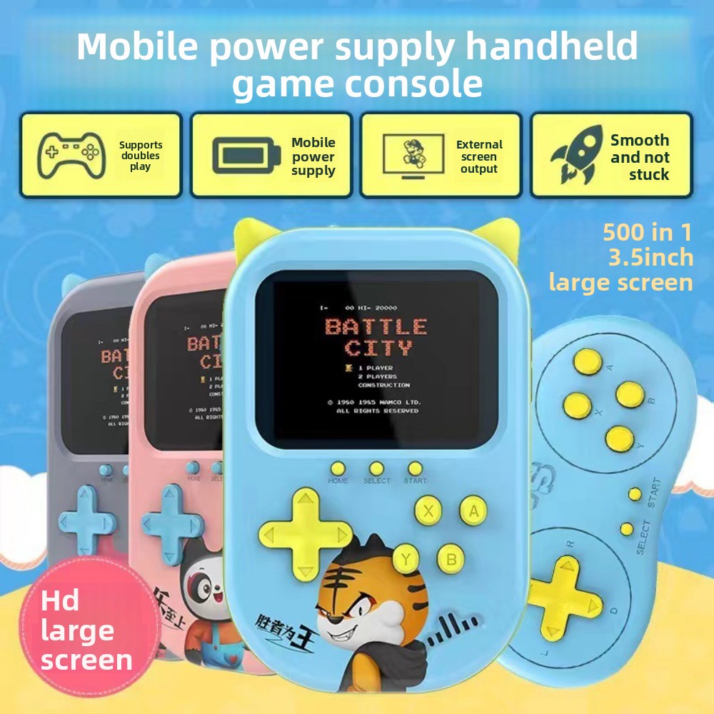 Retro Gaming Power Bank - A11 レトロハンドヘルドゲーム機 パワーバンク付き 500種類のクラシックビデオゲーム 3.5インチIPSスクリーン ポータブル充電式ゲーム機