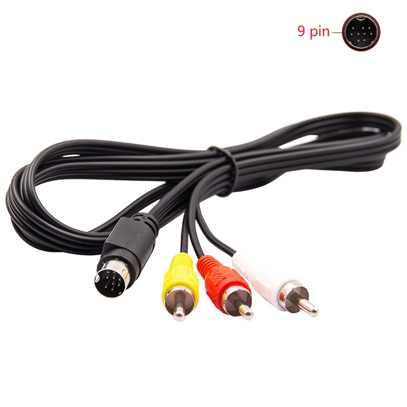 Retro Gaming Cable - セガジェネシス2、3、II、III用接続コード1.8M、3RCA-9ピンニッケルメッキプラグ、ゲームケーブル、レトロビットAV RCAオーディオビデオケーブル