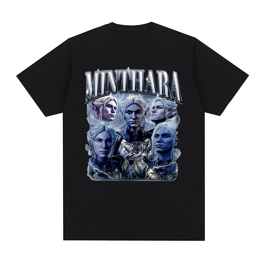 Retro Gaming Aesthetic - ゲームミンタラアスタリオンバルダーズゲート 3 グラフィック Tシャツ男性ファッションレトロゴシック Tシャツ綿 100%