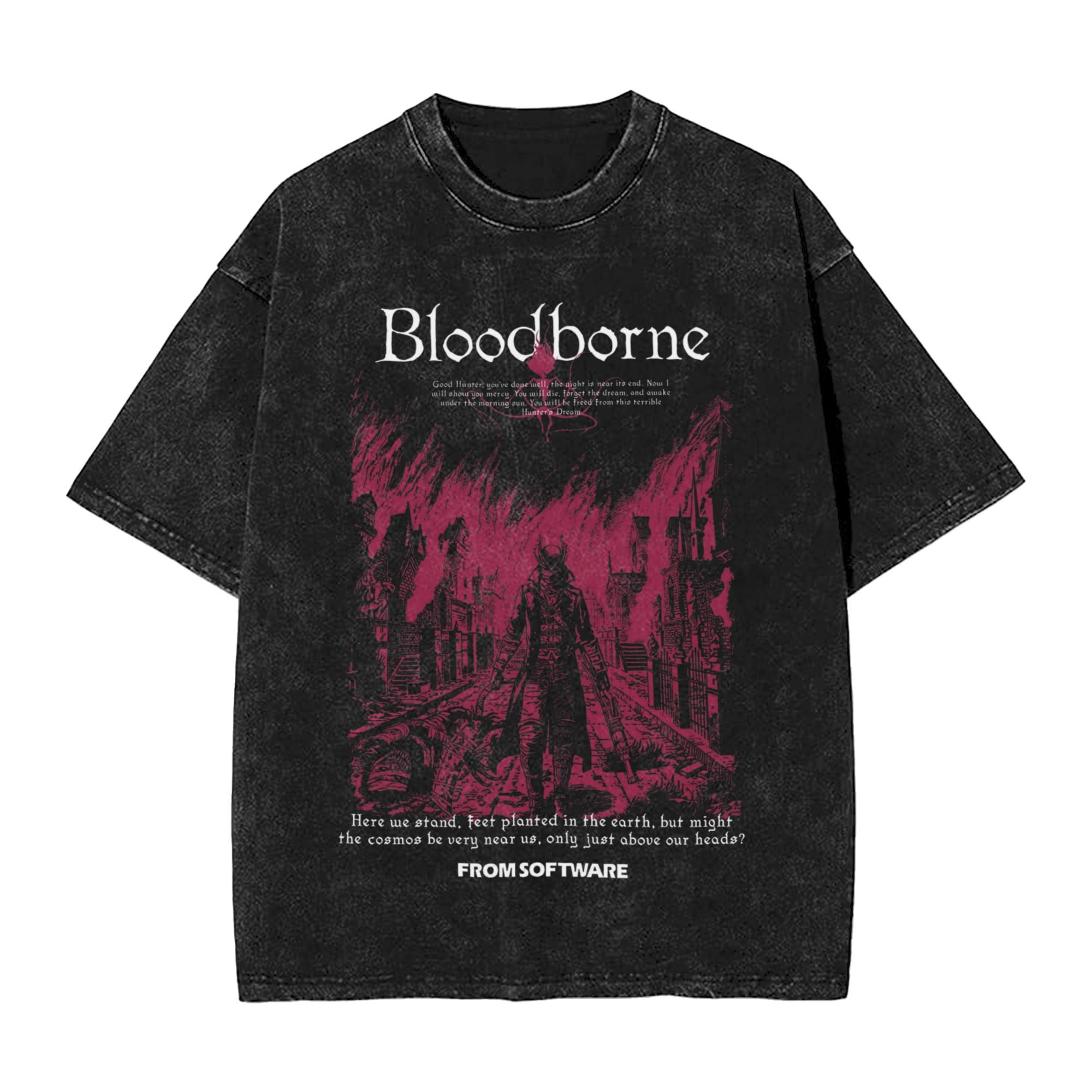 Retro Gaming Aesthetic - ホット販売クトゥルフ神話テーマゲーム Bloodborne 周辺機器グラフィックプリント Tシャツ男性女性レトロウォッシュコットントップ夏の新しい Tシャツ