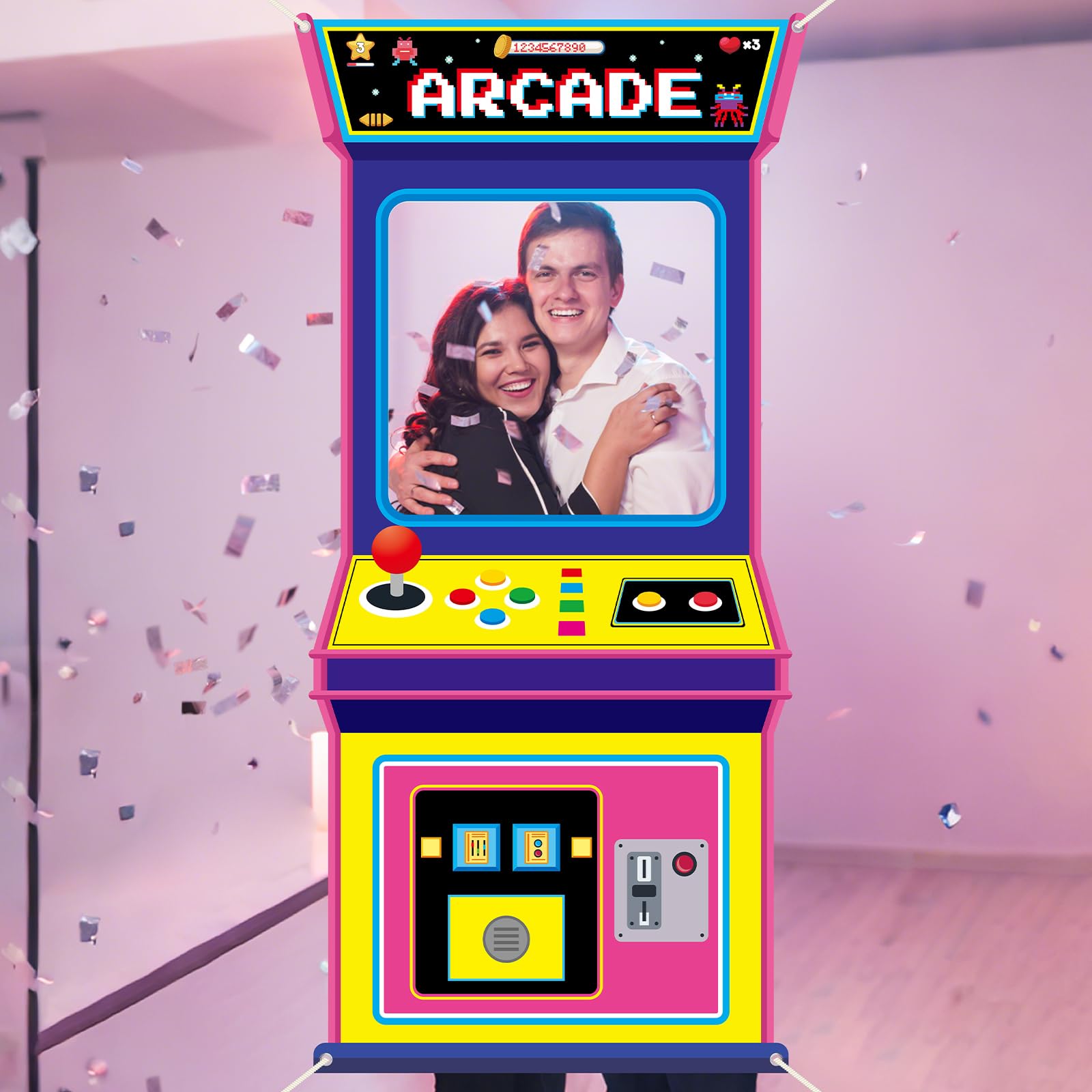 レトロビデオゲームファブリックアーケードゲーム写真背景ネオン - Retro Gaming Event のレビューと価格
