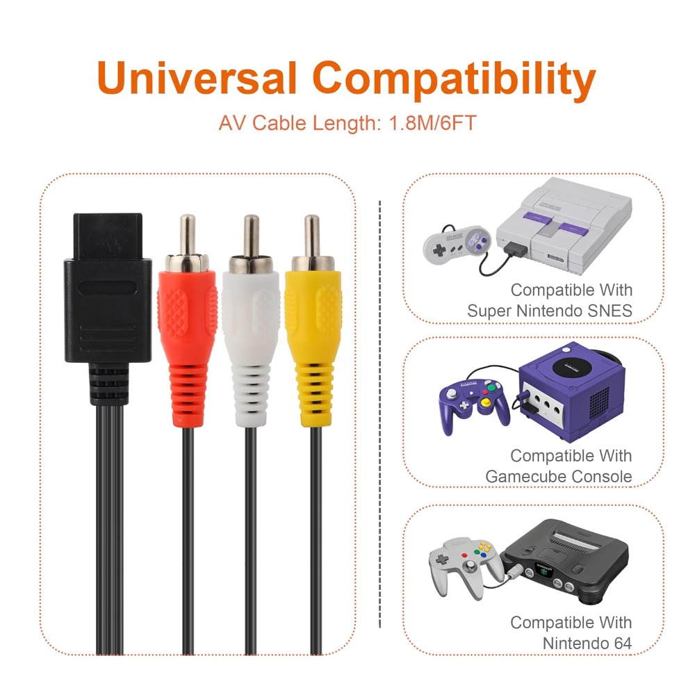 レトロなビデオゲームのコンソールアクセサリー,n64,ゲーム - Retro Gaming Cable のレビューと価格