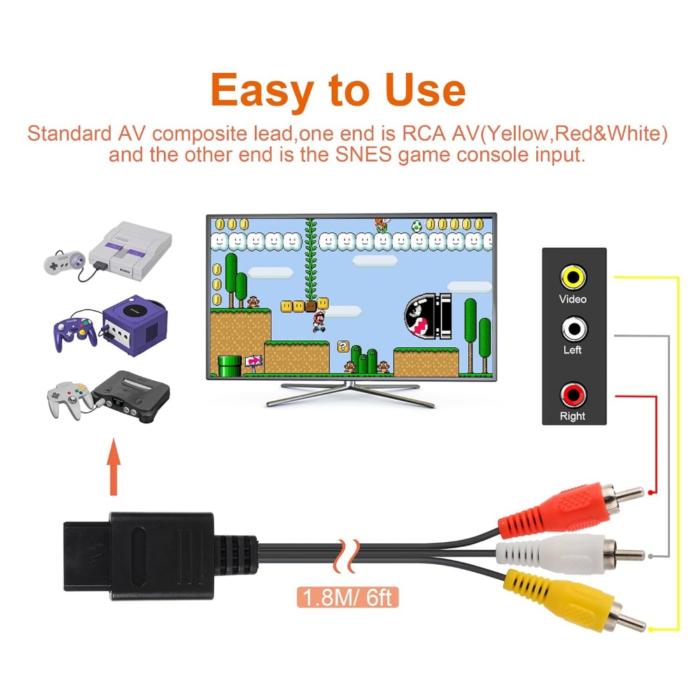 レトロなビデオゲームのコンソールアクセサリー,n64,ゲーム - Retro Gaming Cable のレビューと価格