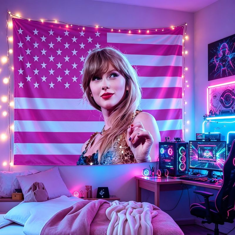 VIKAMA アメリカ国旗女性歌手プリントタペストリー、レト - Retro Gaming Aesthetic のレビューと価格