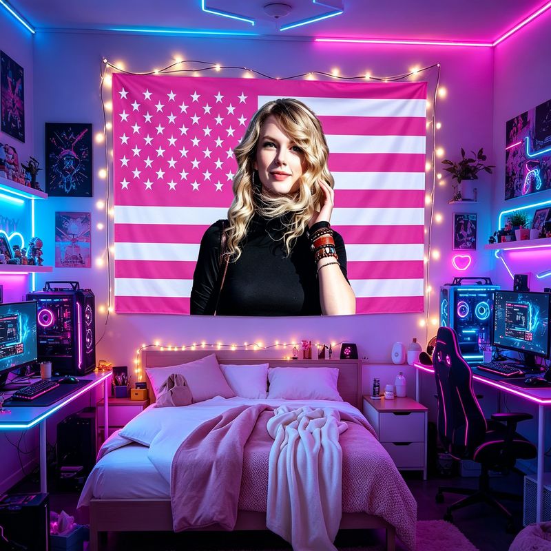 VIKAMA アメリカ国旗女性歌手プリントタペストリー、レト - Retro Gaming Aesthetic のレビューと価格